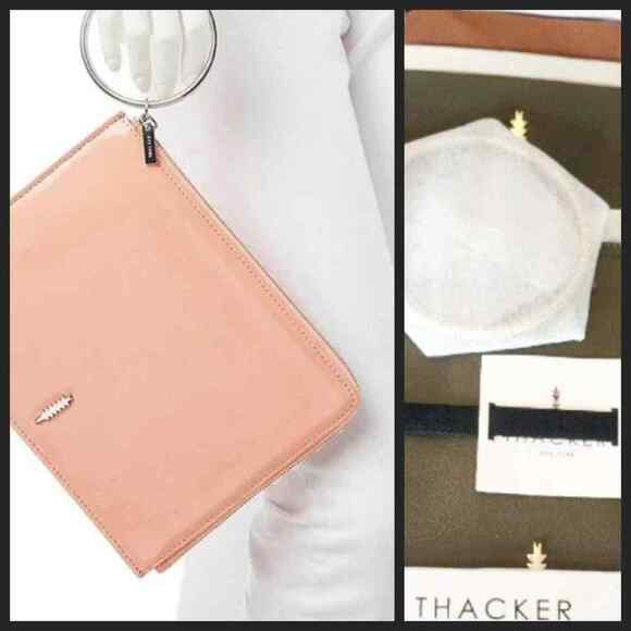 NEW! THACKER 2pc Leather Gift Set Wristlet Bag and Credit Card Case/Wallet. - Picture 1 of 7